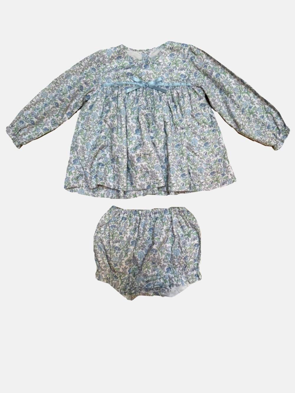 Cecil and Lou Girls Floral Top & Bloomers Set 4T Blue Floral Print